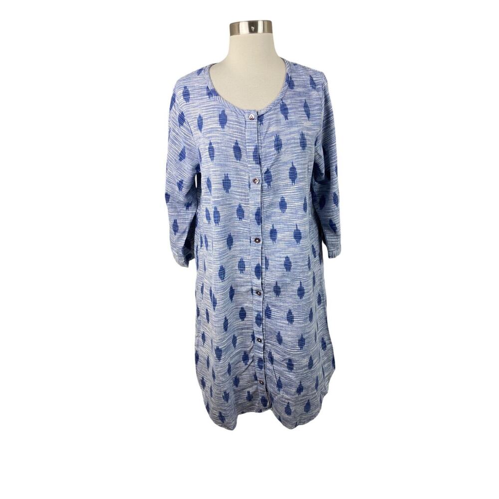 Pink Chicken Blue Patterned Shirt Dress